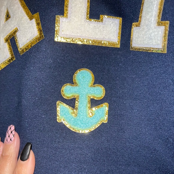 NWT SALTY Patchwork Chenille Crew Neck long Sleeve Cropped Sweatshirt / Top - Picture 5 of 11